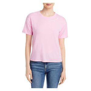 KNIT RIOT Womens Pink Graphic Short Sleeve Crew Neck T-Shirt S